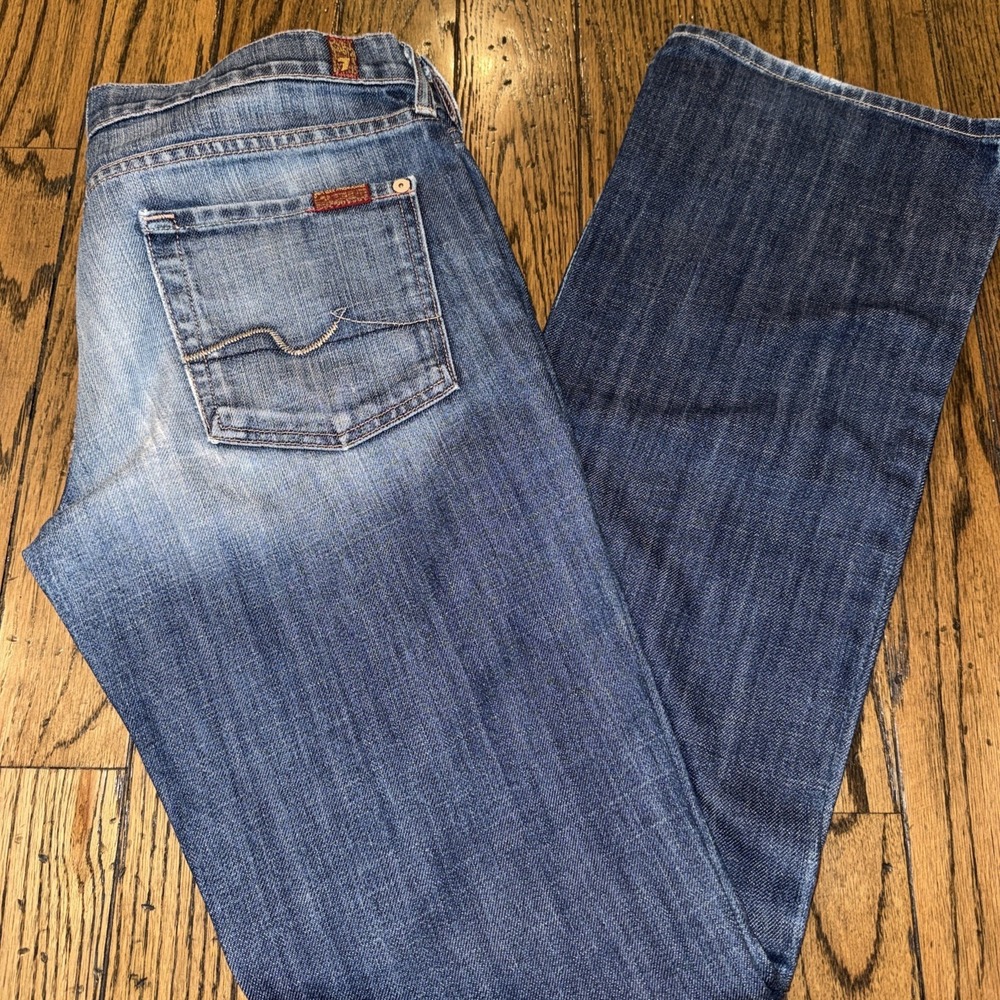 7 For‎ All Mankind Vintage Women's Bootcut Stretch 33.5” Low Rise Jeans Sz 30